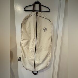 Hermes Canvas Garment Bag with Brown Trim
